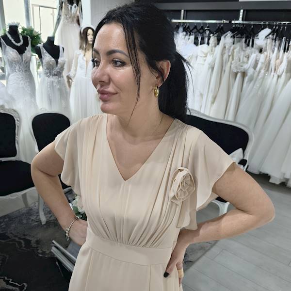 LUNA BEIGE sukienka szyfonowa