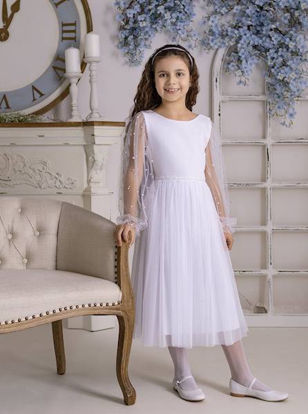 Sukienka komunijna PEREŁKA Biała