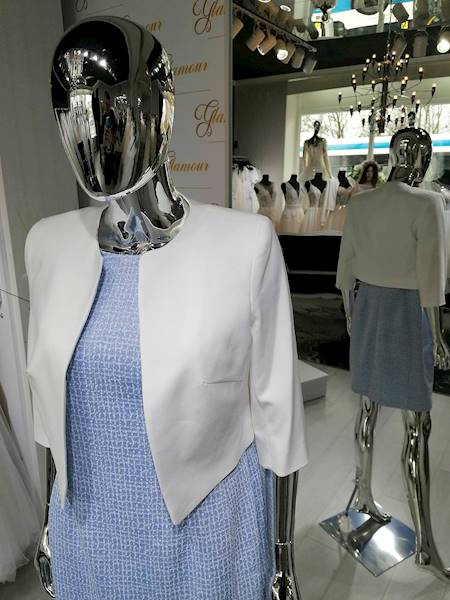 Żakiet taliowany Biały-Bolerko