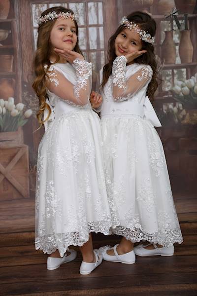 Sukienka dziewczęca koronkowa biała