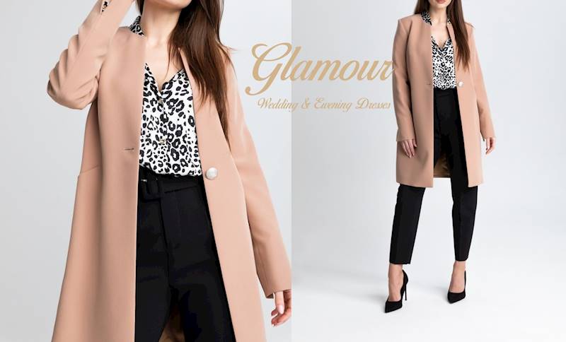 Płaszcz zapinany na jeden guzik brudny róż