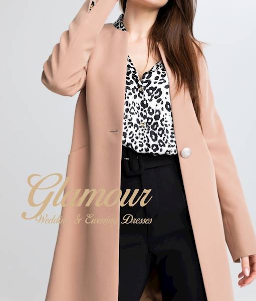 Płaszcz zapinany na jeden guzik brudny róż