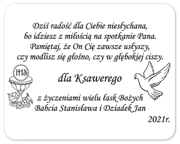 Tabliczka grawerowana dedykowana
