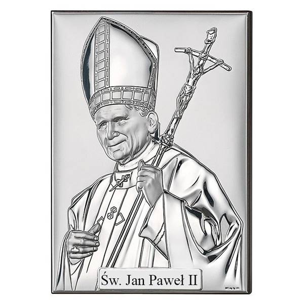 Obrazek Srebrny Święty Jan Paweł II Papież 13x18