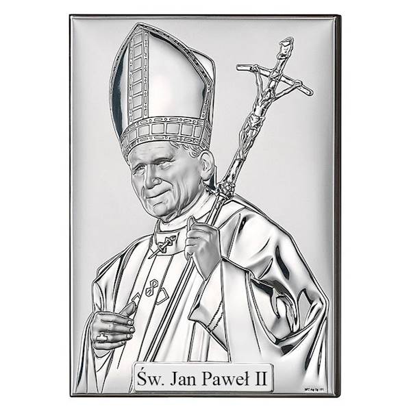Obrazek Srebrny Święty Jan Paweł II Papież 13x18