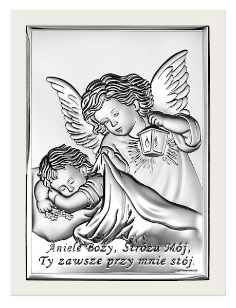 Obrazek Srebrny Aniołek Aniele Boży 11x15