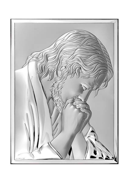 Obrazek Srebrny Jezus Frasobliwy 9x13
