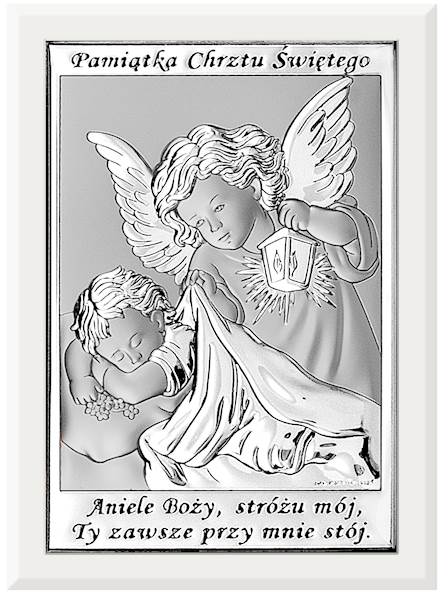 Obrazek Srebrny Aniołek nad Dzieckiem 15x20
