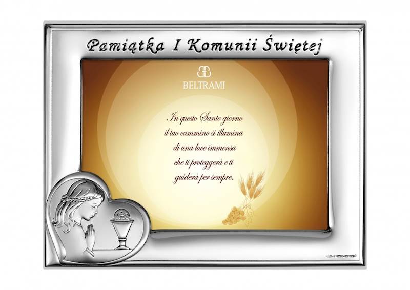 Ramka Srebrna Pierwsza Komunia Święta 13x9