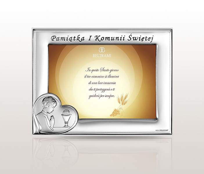 Ramka Srebrna Pierwsza Komunia Święta 13x9
