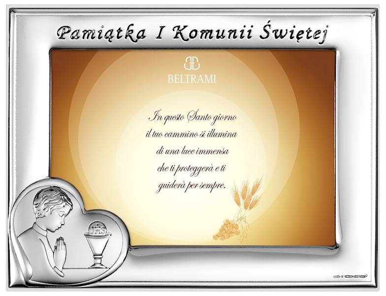 Ramka Srebrna Pierwsza Komunia Święta 13x9