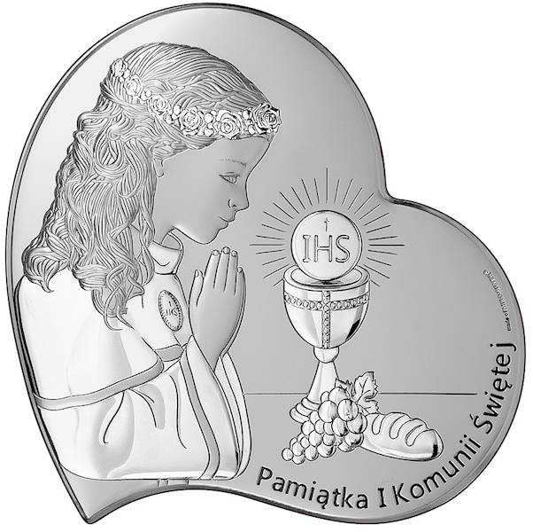 Obrazek Srebrny Pierwsza Komunia Święta 13x13