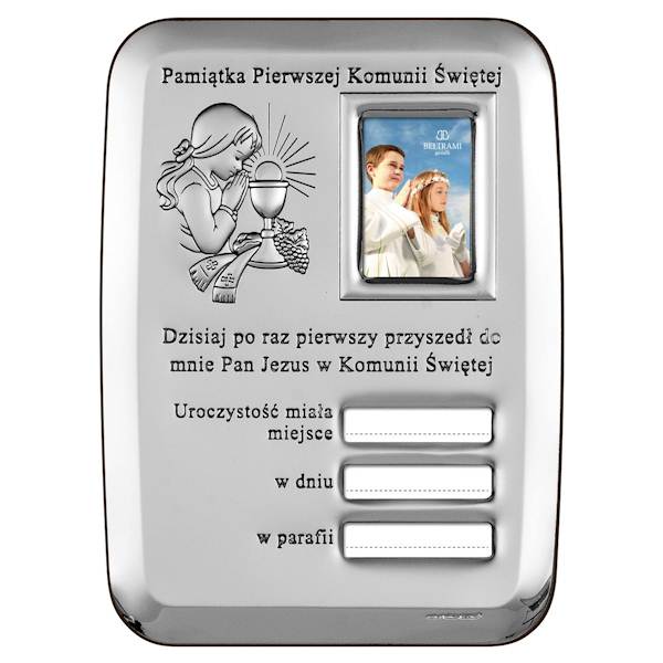 Ramka Srebrna Pierwsza Komunia Święta 13x18