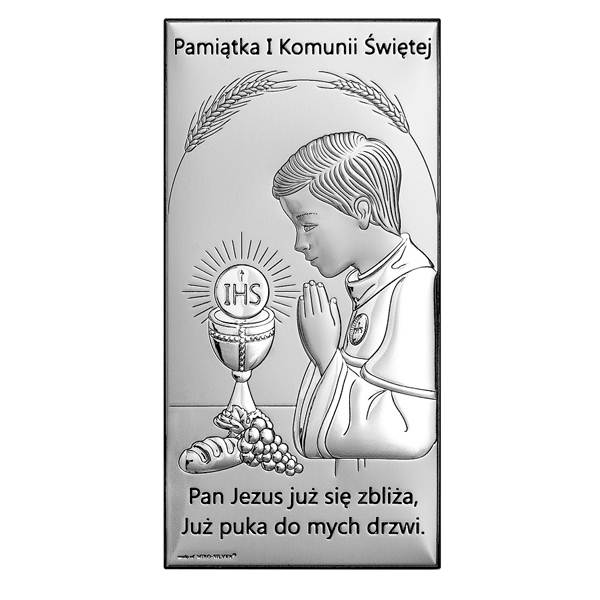 Obrazek Srebrny Pierwsza Komunia Święta 10x20