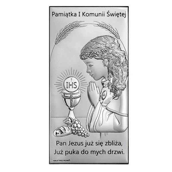 Obrazek Srebrny Pierwsza Komunia Święta 10x20