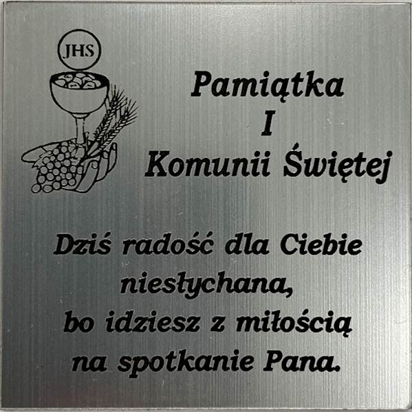 Tabliczka Grawerowana Pierwsza Komunia Święta 5x5