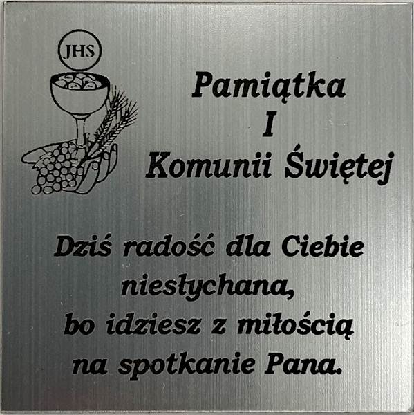Tabliczka Grawerowana Pierwsza Komunia Święta 5x5