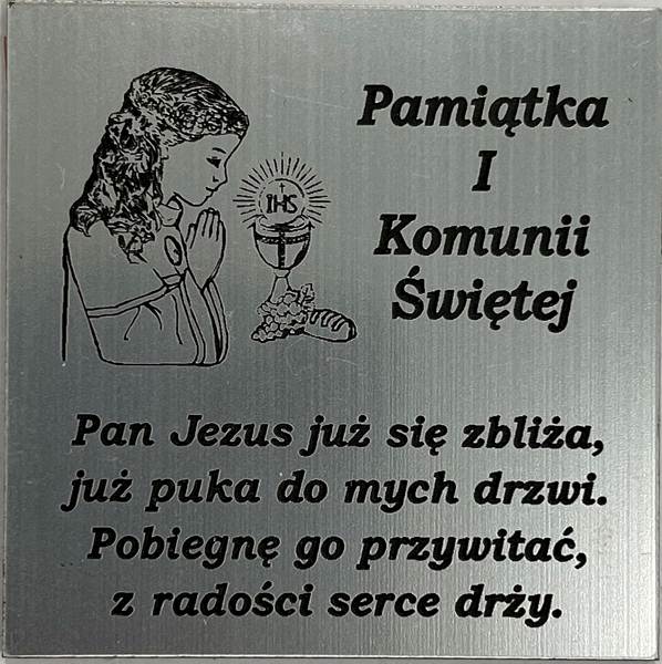 Tabliczka Grawerowana Pierwsza Komunia Święta 5x5