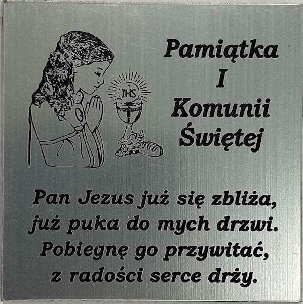 Tabliczka Grawerowana Pierwsza Komunia Święta 5x5