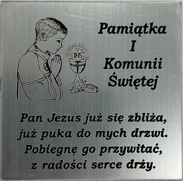 Tabliczka Grawerowana Pierwsza Komunia Święta 5x5