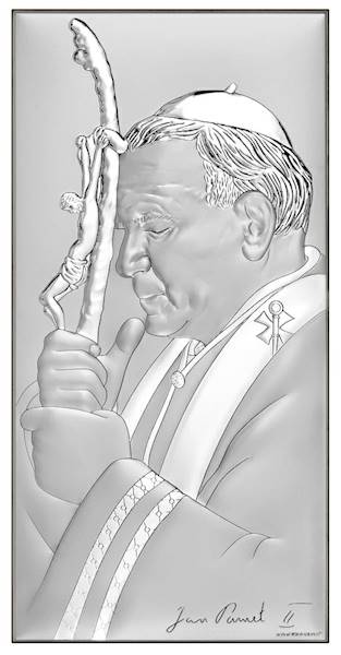 Obrazek Srebrny Święty Jan Paweł II 10x20