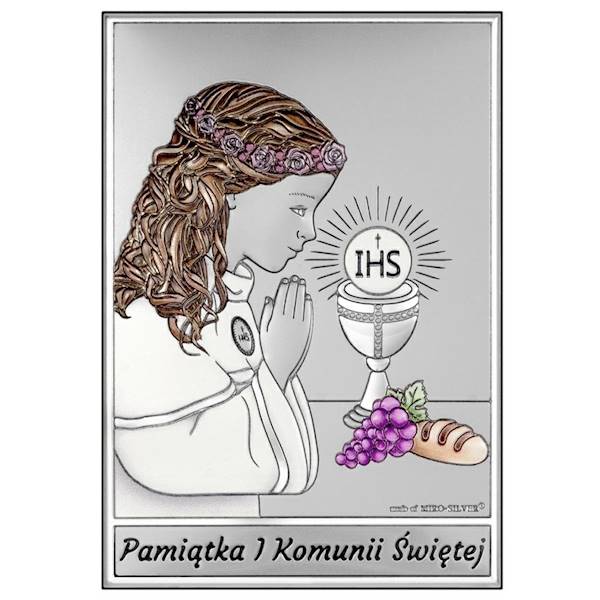 Obrazek Srebrny Pierwsza Komunia Święta 13x18