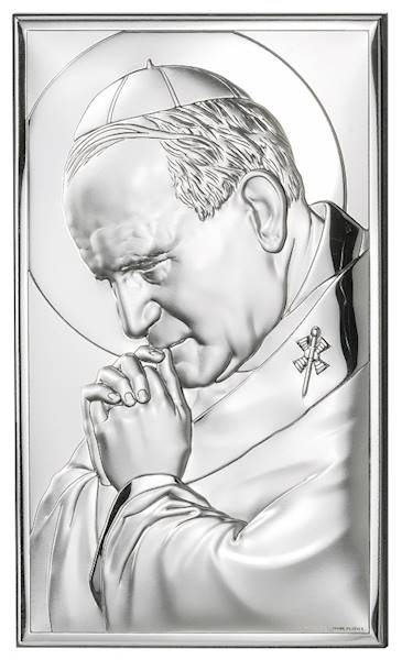 Obrazek Srebrny Święty Jan Paweł II 12x20