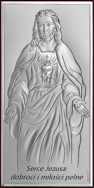 Obrazek Srebrny Serce Jezusa 9x18