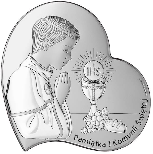 Obrazek Srebrny Pierwsza Komunia Święta 13x13