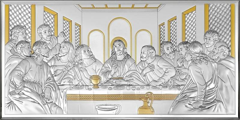 Obraz Srebrny Ostatnia Wieczerza Złocona 50x25