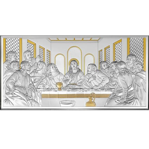 Obraz Srebrny Ostatnia Wieczerza Złocona 50x25