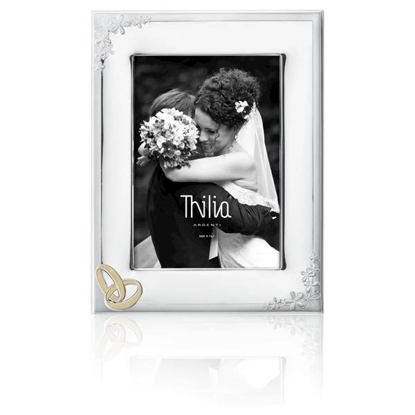 Ramka Srebrna Foto Pamiątka Ślubu Obrączki 13x18