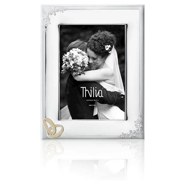 Ramka Srebrna Foto Pamiątka Ślubu Obrączki 13x18