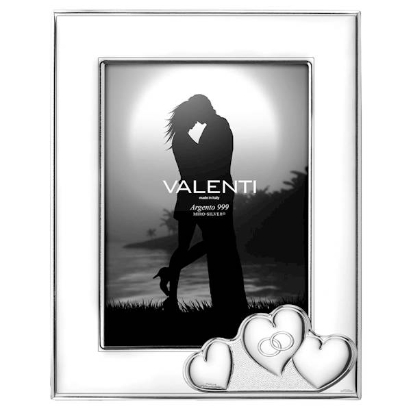 Ramka Srebrna Foto Pamiątka Ślubu Serduszka 13x18