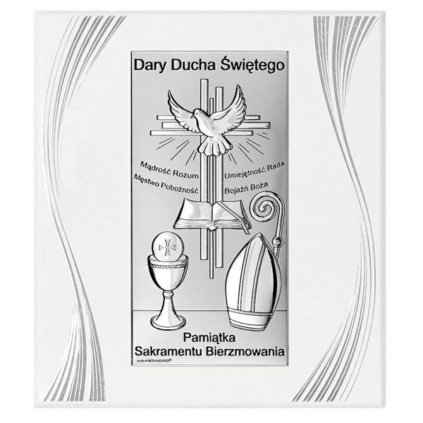 Obrazek Srebrny Panel Pamiątka Bierzmowania 22x25