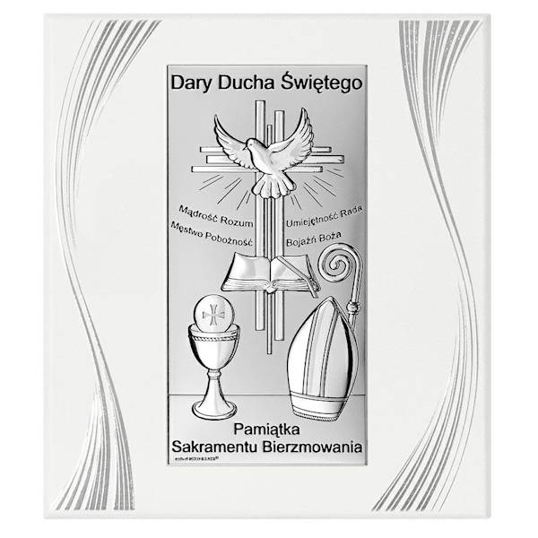 Obrazek Srebrny Panel Pamiątka Bierzmowania 22x25