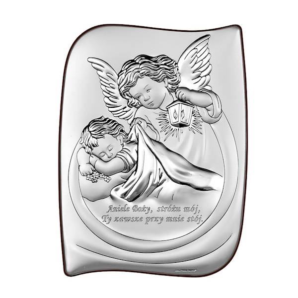 Obrazek Srebrny Aniołek nad Dzieckiem 13,5x18