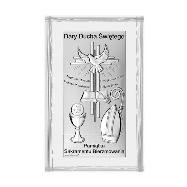 Obrazek Srebrny Panel Pamiątka Bierzmowania 15x25