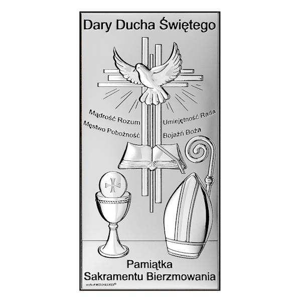 Obrazek Srebrny Pamiątka Bierzmowania 10x20