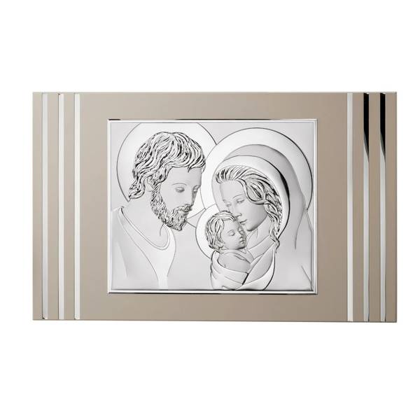 Obraz Srebrny Święta Rodzina na Drewnie 68x41