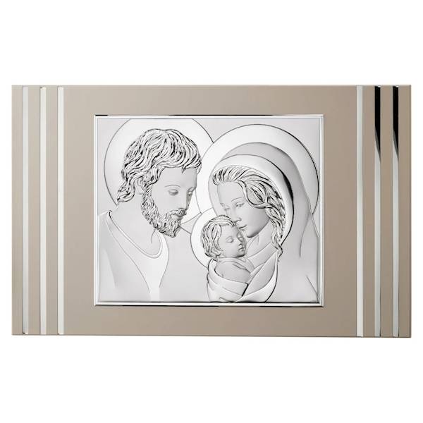 Obraz Srebrny Święta Rodzina na Drewnie 68x41