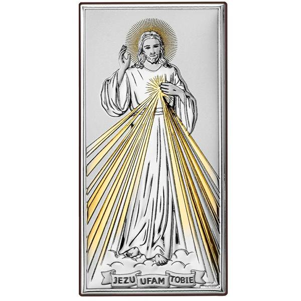 Obrazek Srebrny Jezu Ufam Tobie złocony 12x24