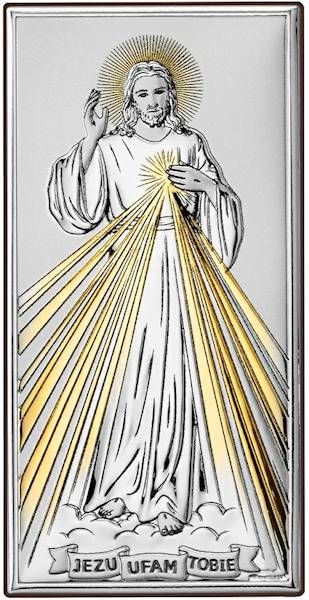 Obrazek Srebrny Jezu Ufam Tobie złocony 12x24