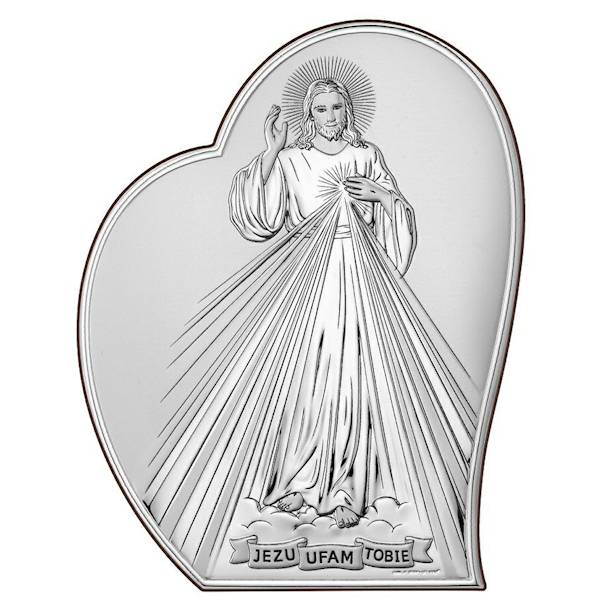 Obrazek Srebrny Jezu Ufam Tobie Serce 15x19