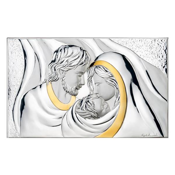 Obraz Srebrny Złocony Święta Rodzina 55x35