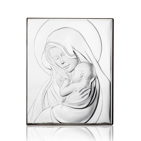 Obraz Srebrny Matka Boska z Dzieciątkiem 16x21
