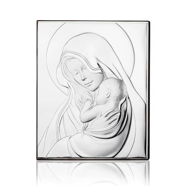 Obraz Srebrny Matka Boska z Dzieciątkiem 16x21