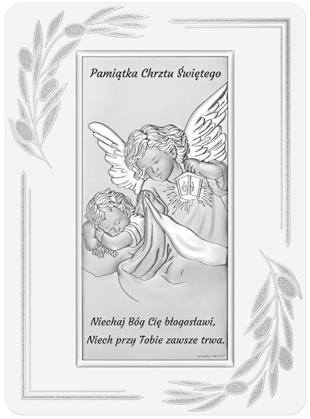 Obrazek Srebrny Aniołek nad Dzieckiem 9,5x13 PROMO