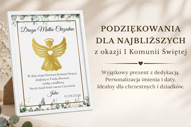 Podziękowanie I Komunia Święta Chrzestna 15x21