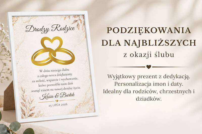 Podziękowanie z okazji Ślubu Ramka 15x21